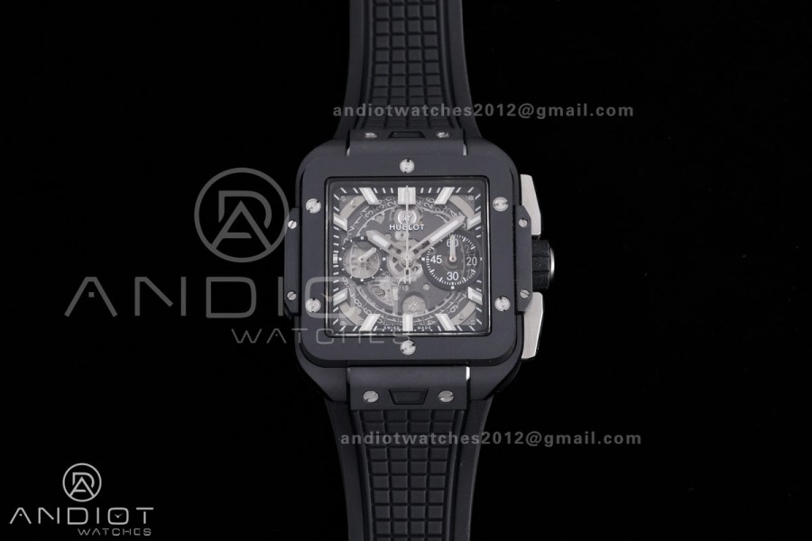 Square Bang Unico Black Ceramic BBF 1:1 Best Edition on Rubber Strap A1280