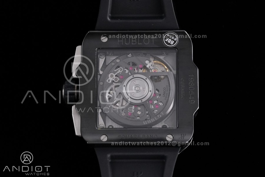 Square Bang Unico Black Ceramic BBF 1:1 Best Edition on Rubber Strap A1280