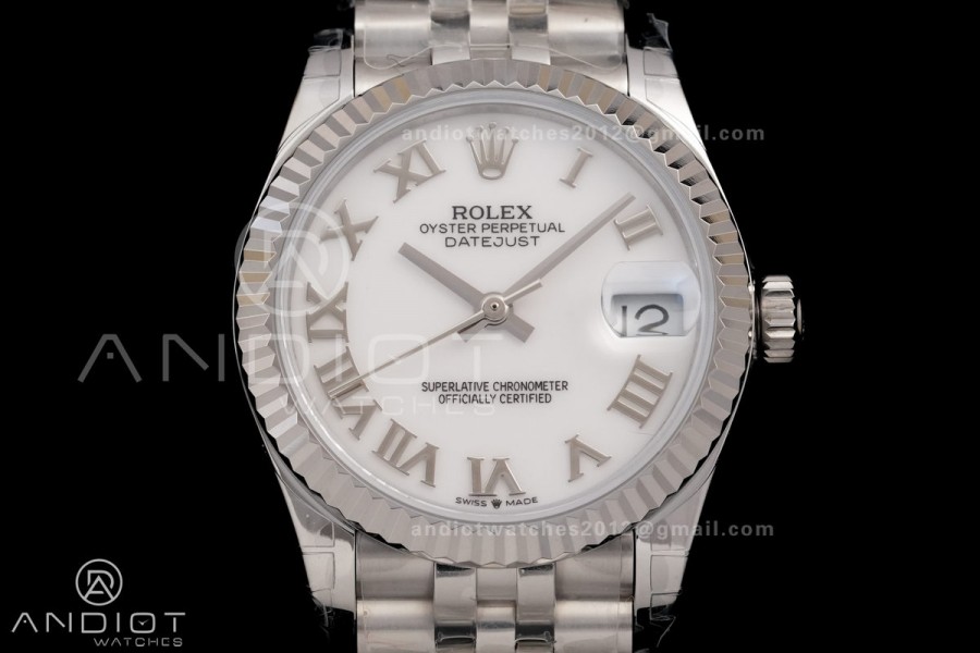 DateJust 31 Ladies GSF White Dial Roman Markers on Jubilee Bracelet A2236	