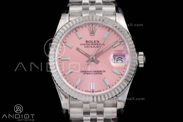 DateJust 31 Ladies 278274 GSF Pink Dial Stick Mark...