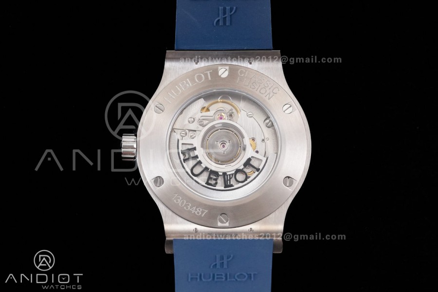 Classic Fusion 42mm Titanium JJZF 1:1 V2 Best Edition Blue Dial On Blue Gummy Strap