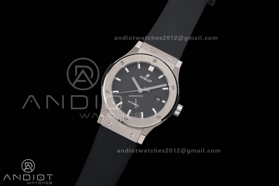 Classic Fusion 42mm Titanium JJZF 1:1 V2 Best Edition Black Dial On Black Rubber Strap