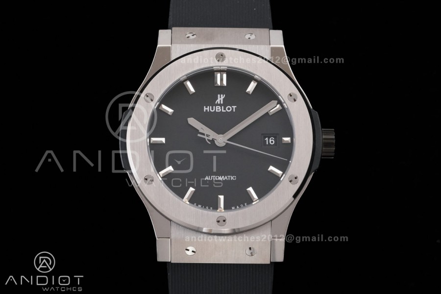 Classic Fusion 42mm Titanium JJZF 1:1 V2 Best Edition Black Dial On Black Rubber Strap