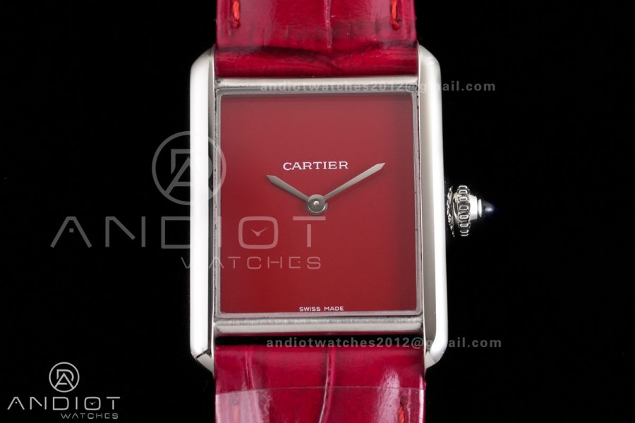 Tank Must 25.5mm AF SS Best Edition Red Dial On Red Leather Ronda Quartz