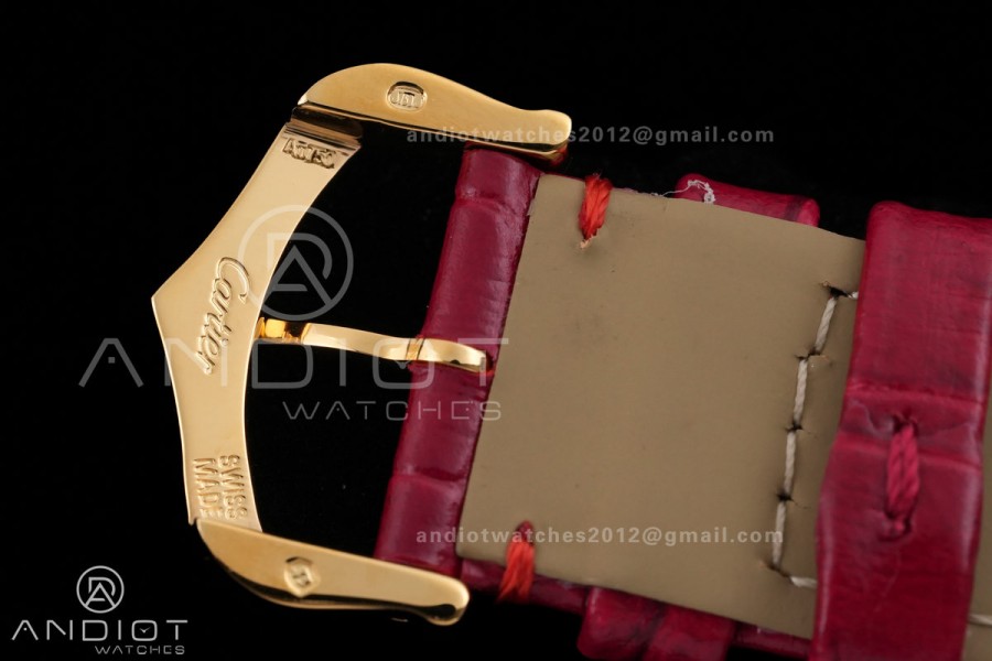 Tank Must 25.5mm YG AF 1:1 Best Edition Red Dial On Red Leather Ronda Quartz