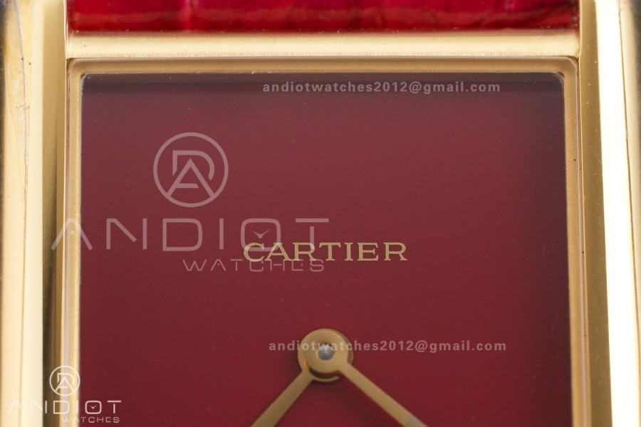 Tank Must 25.5mm YG AF 1:1 Best Edition Red Dial On Red Leather Ronda Quartz