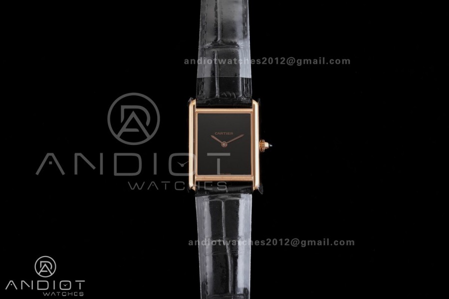 Tank Must 25.5mm RG AF 1:1 Best Edition Black Dial On Black Leather Ronda Quartz