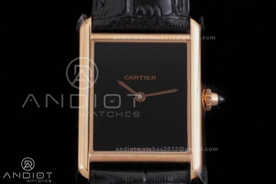 Tank Must 25.5mm RG AF 1:1 Best Edition Black Dial On Black Leather Ronda Quartz