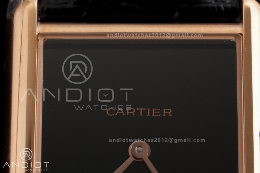 Tank Must 25.5mm RG AF 1:1 Best Edition Black Dial On Black Leather Ronda Quartz