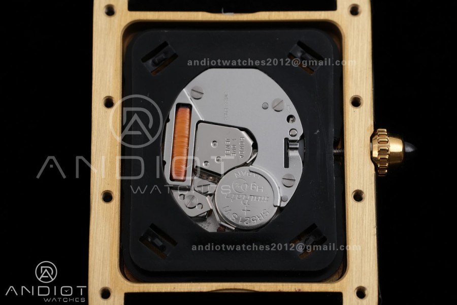 Tank Must 25.5mm YG AF 1:1 Best Edition Black Dial On Black Leather Ronda Quartz