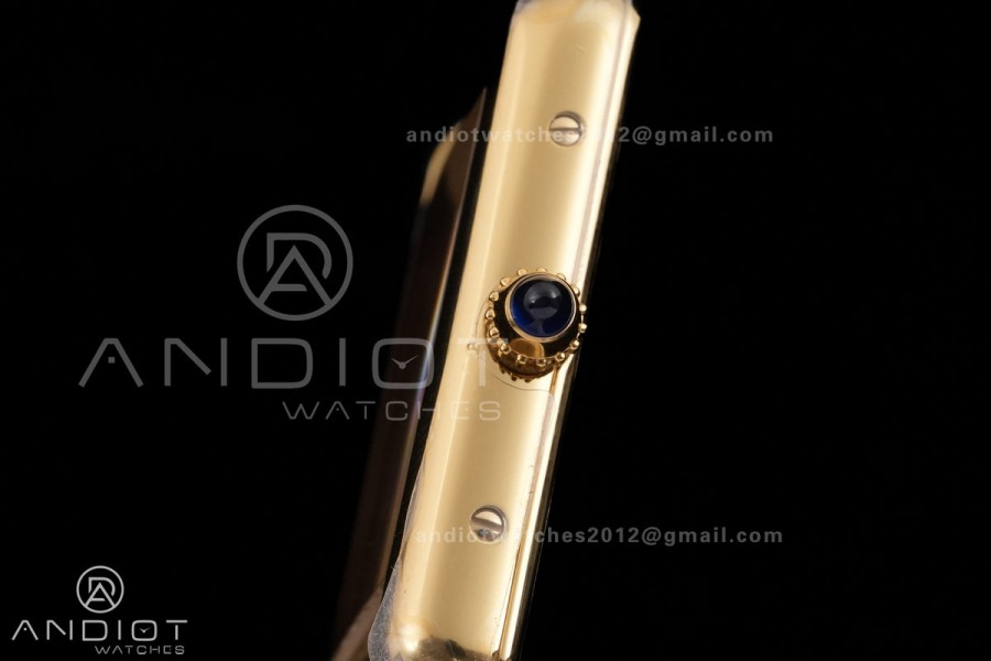 Tank Must 25.5mm YG AF 1:1 Best Edition Black Dial On Black Leather Ronda Quartz