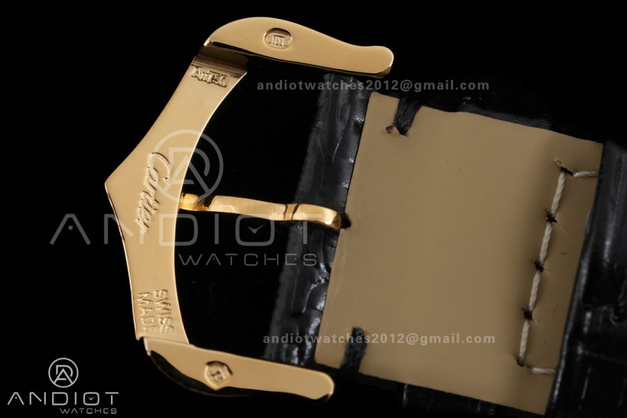 Tank Must 25.5mm YG AF 1:1 Best Edition Black Dial On Black Leather Ronda Quartz