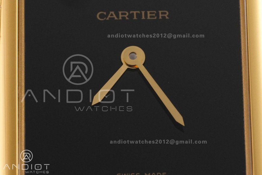 Tank Must 25.5mm YG AF 1:1 Best Edition Black Dial On Black Leather Ronda Quartz