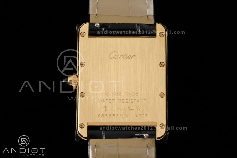 Tank Must 25.5mm YG AF 1:1 Best Edition Black Dial On Black Leather Ronda Quartz