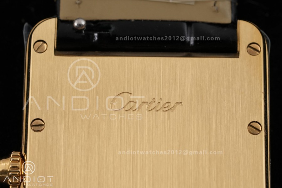 Tank Must 25.5mm YG AF 1:1 Best Edition Black Dial On Black Leather Ronda Quartz