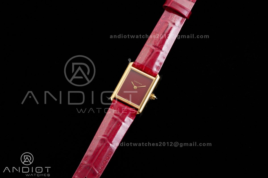 Tank Must 22mm YG AF Best Edition Red Dial On Red Leather Ronda Quartz