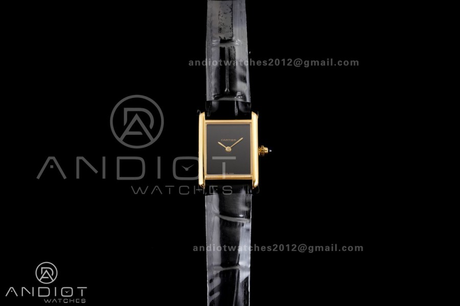 Tank Must 22mm YG AF Best Edition Black Dial On Black Leather Ronda Quartz