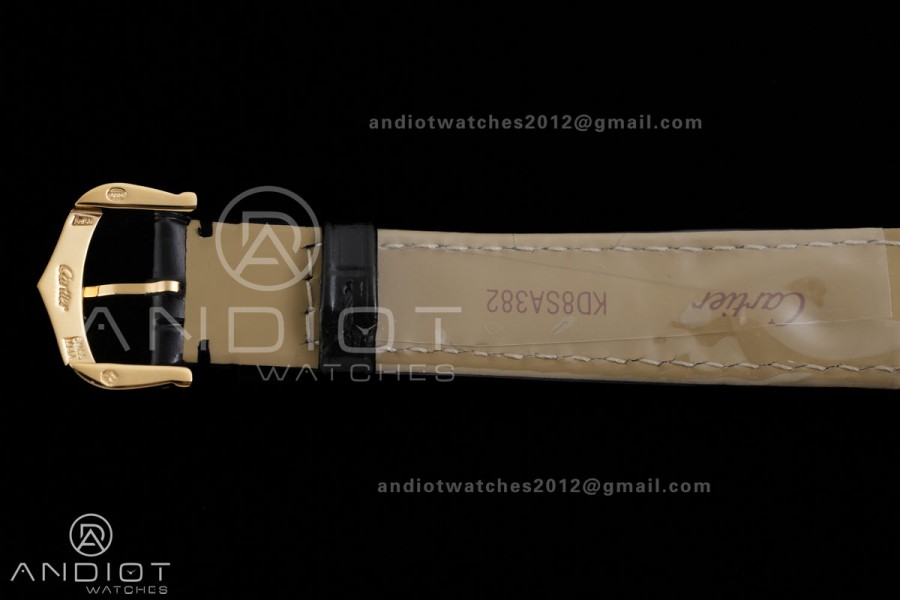 Tank Must 22mm YG AF Best Edition Black Dial On Black Leather Ronda Quartz