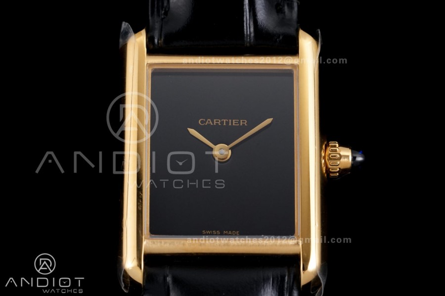 Tank Must 22mm YG AF Best Edition Black Dial On Black Leather Ronda Quartz