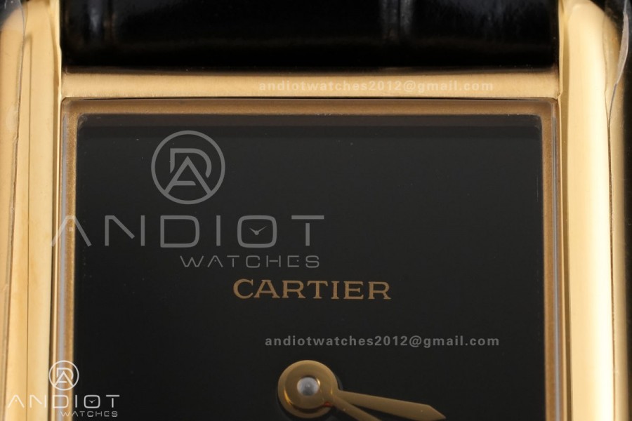 Tank Must 22mm YG AF Best Edition Black Dial On Black Leather Ronda Quartz