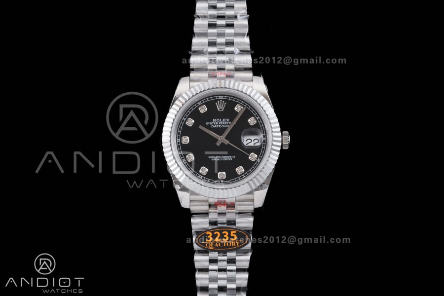 DateJust 41 126334 QF 1:1 Best Edition 904L Steel Black Diamonds Dial on Jubilee Bracelet QF3235 (149g)
