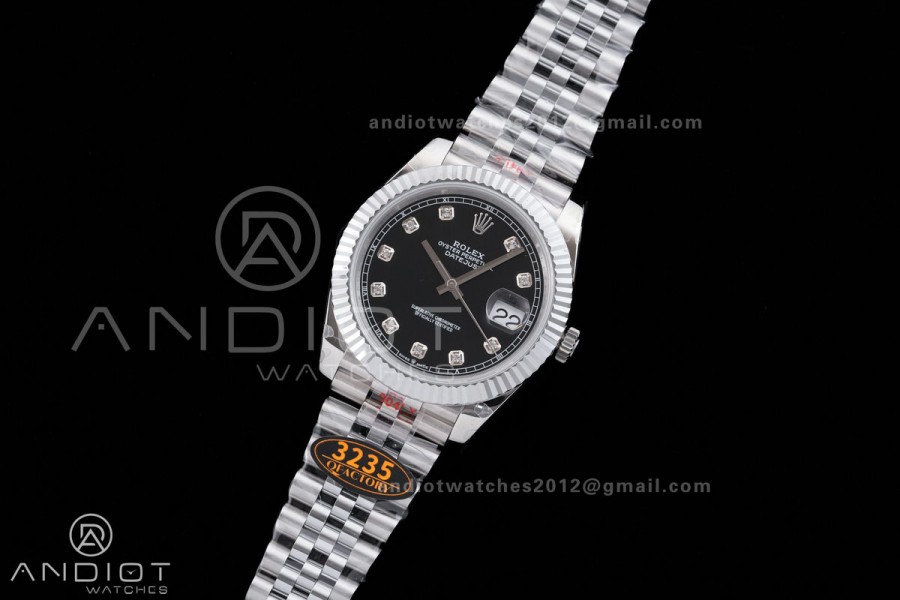 DateJust 41 126334 QF 1:1 Best Edition 904L Steel Black Diamonds Dial on Jubilee Bracelet QF3235 (149g)