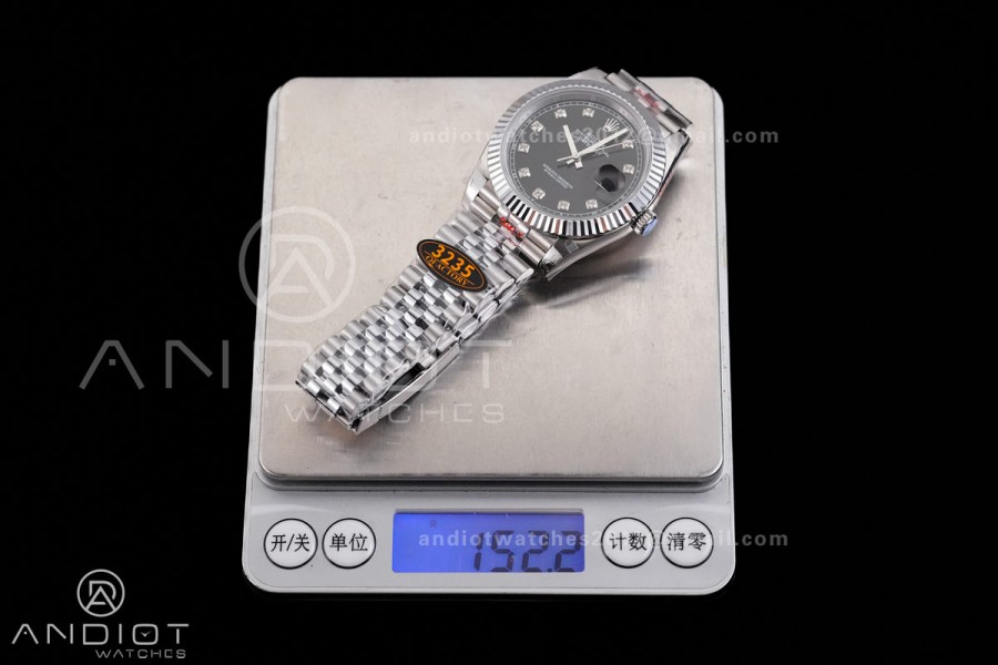 DateJust 41 126334 QF 1:1 Best Edition 904L Steel Black Diamonds Dial on Jubilee Bracelet QF3235 (149g)