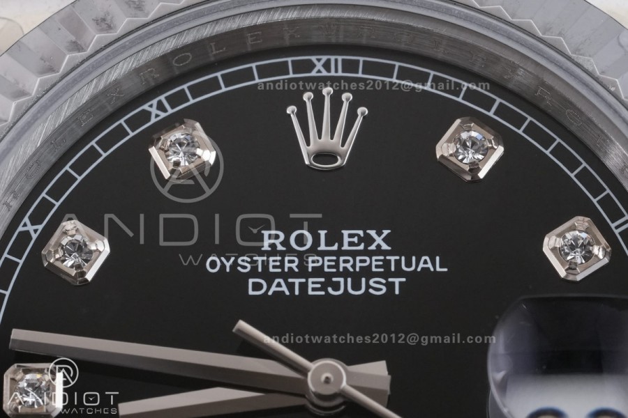 DateJust 41 126334 QF 1:1 Best Edition 904L Steel Black Diamonds Dial on Jubilee Bracelet QF3235 (149g)