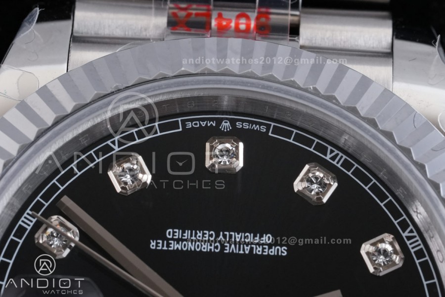 DateJust 41 126334 QF 1:1 Best Edition 904L Steel Black Diamonds Dial on Jubilee Bracelet QF3235 (149g)