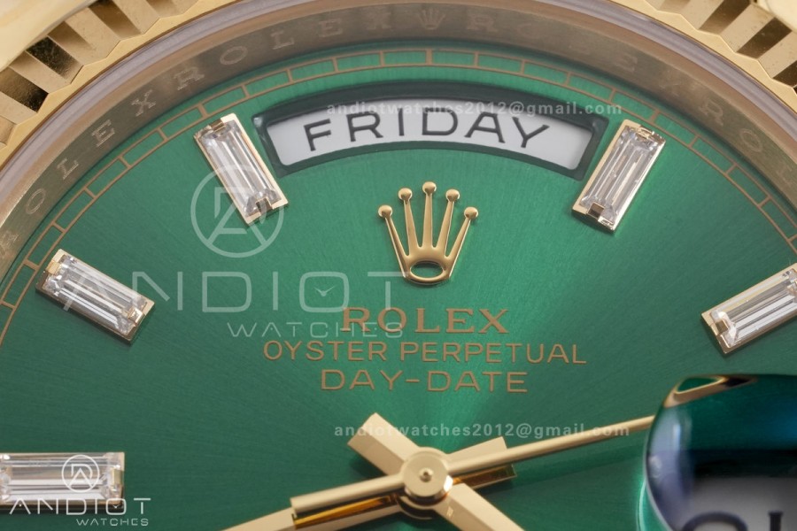 Day Date 40 YG 228238 RCF 1:1 Best Edition Green Crystal Dial on President Bracelet VR3255 (211g)