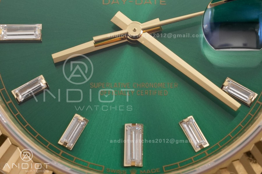 Day Date 40 YG 228238 RCF 1:1 Best Edition Green Crystal Dial on President Bracelet VR3255 (211g)