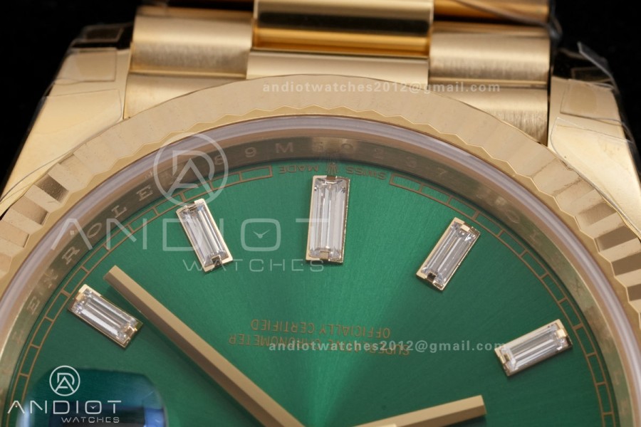 Day Date 40 YG 228238 RCF 1:1 Best Edition Green Crystal Dial on President Bracelet VR3255 (211g)