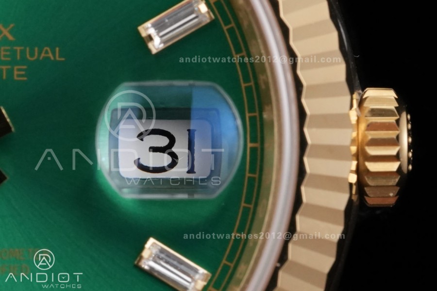 Day Date 40 YG 228238 RCF 1:1 Best Edition Green Crystal Dial on President Bracelet VR3255 (211g)