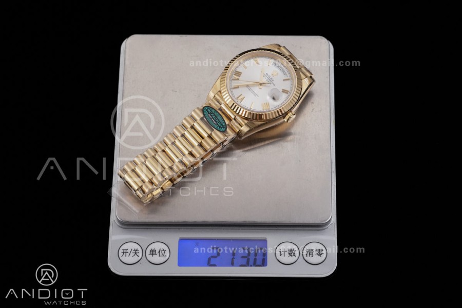 Day Date 40 YG 228238 RCF 1:1 Best Edition Sliver Roman Dial on President Bracelet VR3255 (211g)