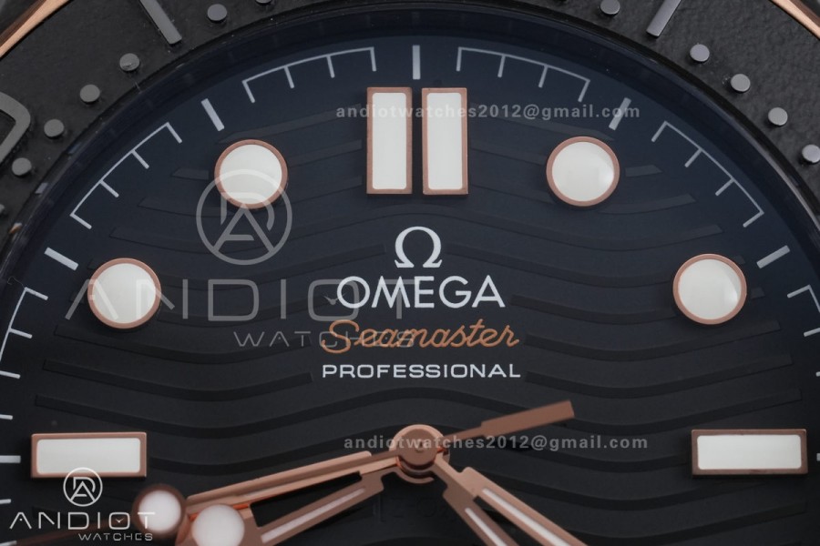 Seamaster Diver 300M Ceramic/RG V4 VSF 1:1 Best Edition Black Dial On Black Rubber Strap Asian Super Clone 8806