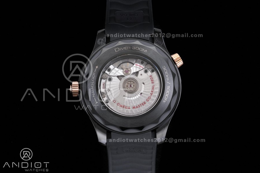 Seamaster Diver 300M Ceramic/RG V4 VSF 1:1 Best Edition Black Dial On Black Rubber Strap Asian Super Clone 8806