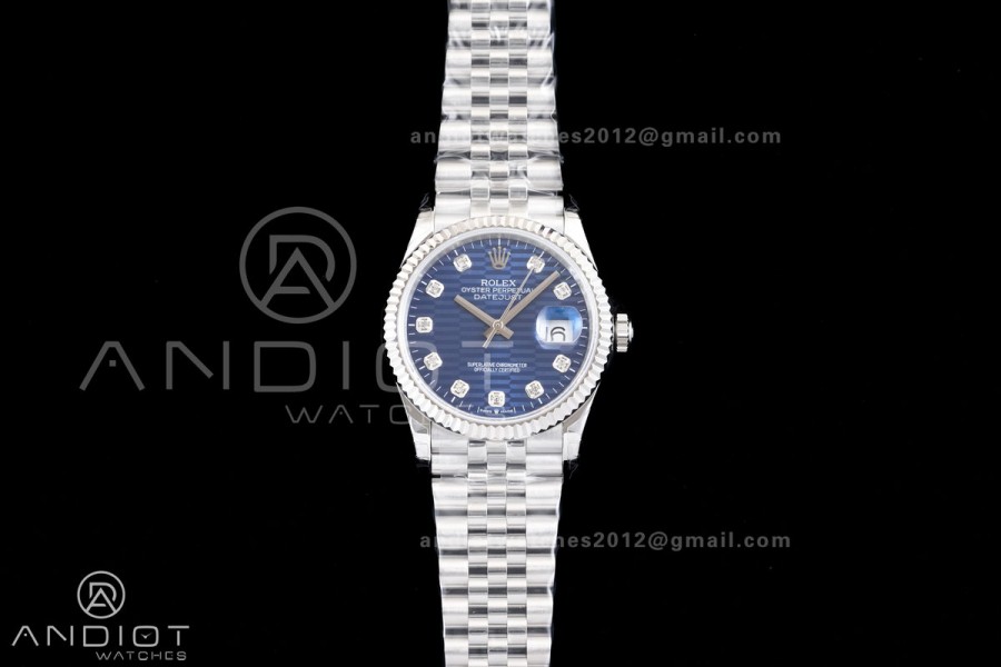 DateJust 36 126234 GSF 1:1 Best Edition Blue Textured Diamonds Dial on SS Jubilee Bracelet A3235