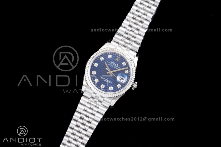 DateJust 36 126234 GSF 1:1 Best Edition Blue Textured Diamonds Dial on SS Jubilee Bracelet A3235
