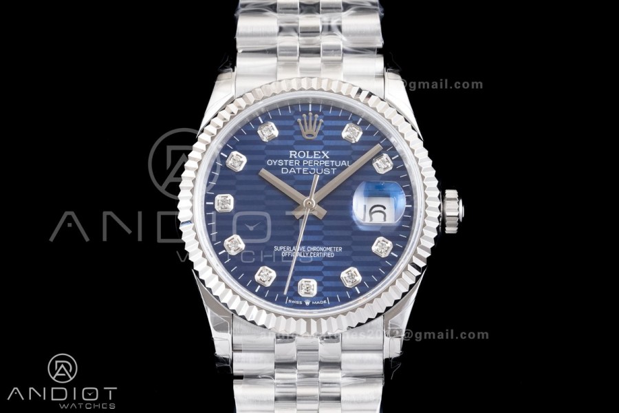 DateJust 36 126234 GSF 1:1 Best Edition Blue Textured Diamonds Dial on SS Jubilee Bracelet A3235