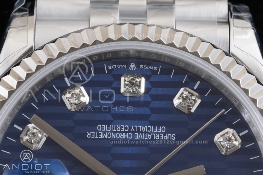 DateJust 36 126234 GSF 1:1 Best Edition Blue Textured Diamonds Dial on SS Jubilee Bracelet A3235