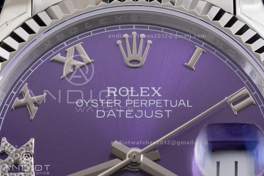 DateJust 36 126234 GSF 1:1 Best Edition Purple Diamonds Roman Dial on SS Jubilee Bracelet A3235