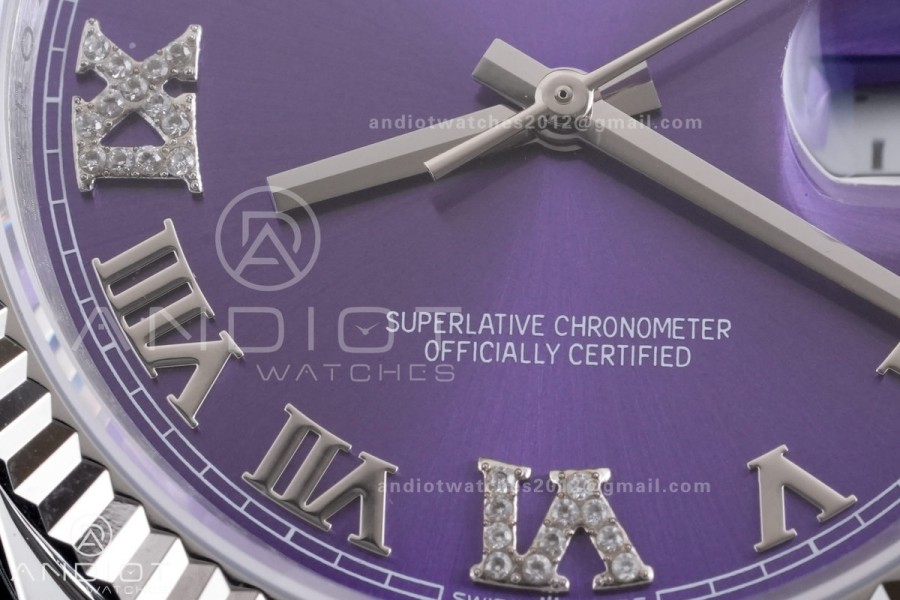 DateJust 36 126234 GSF 1:1 Best Edition Purple Diamonds Roman Dial on SS Jubilee Bracelet A3235