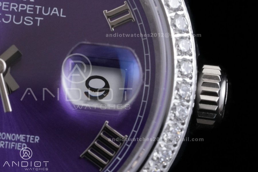 DateJust 36 126234 GSF 1:1 Best Edition Purple Diamonds Roman Dial Diamond Bezel on SS Jubilee Bracelet A3235