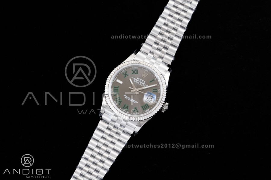 DateJust 36 126234 GSF 1:1 Best Edition Gray Dial Green Roman on SS Jubilee Bracelet A3235