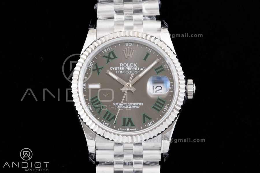 DateJust 36 126234 GSF 1:1 Best Edition Gray Dial Green Roman on SS Jubilee Bracelet A3235