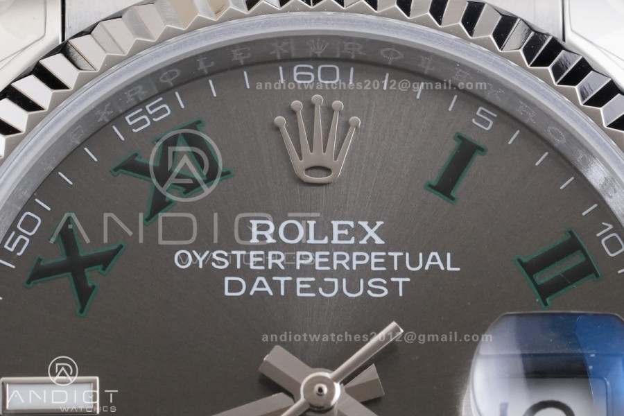 DateJust 36 126234 GSF 1:1 Best Edition Gray Dial Green Roman on SS Jubilee Bracelet A3235