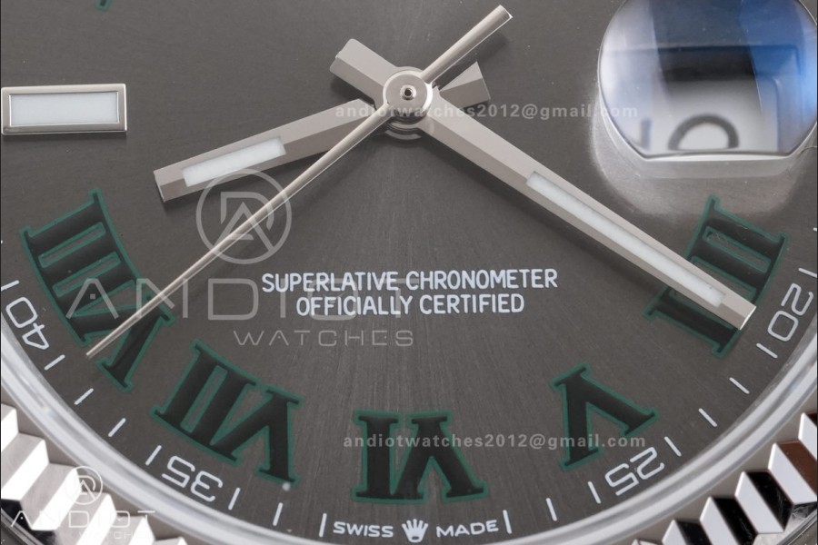 DateJust 36 126234 GSF 1:1 Best Edition Gray Dial Green Roman on SS Jubilee Bracelet A3235