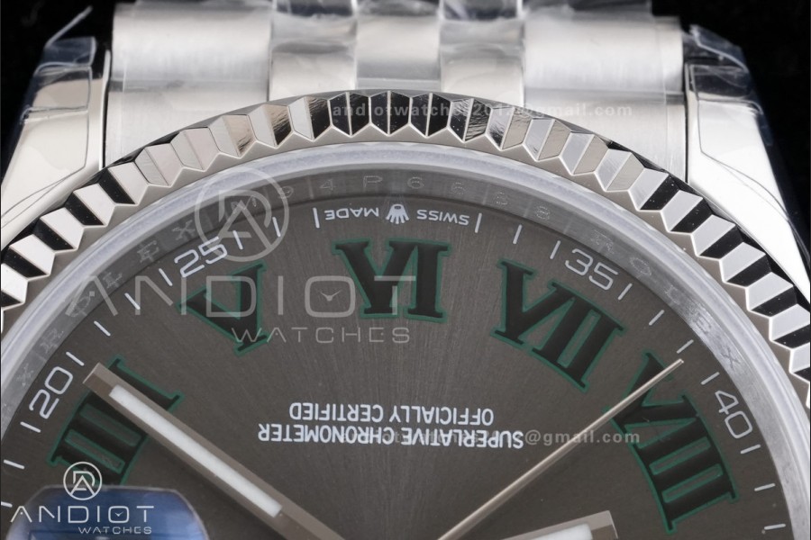 DateJust 36 126234 GSF 1:1 Best Edition Gray Dial Green Roman on SS Jubilee Bracelet A3235