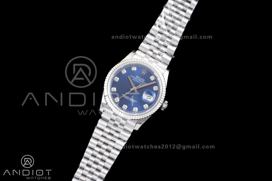 DateJust 36 126234 GSF 1:1 Best Edition Blue Diamonds Dial on SS Jubilee Bracelet A3235