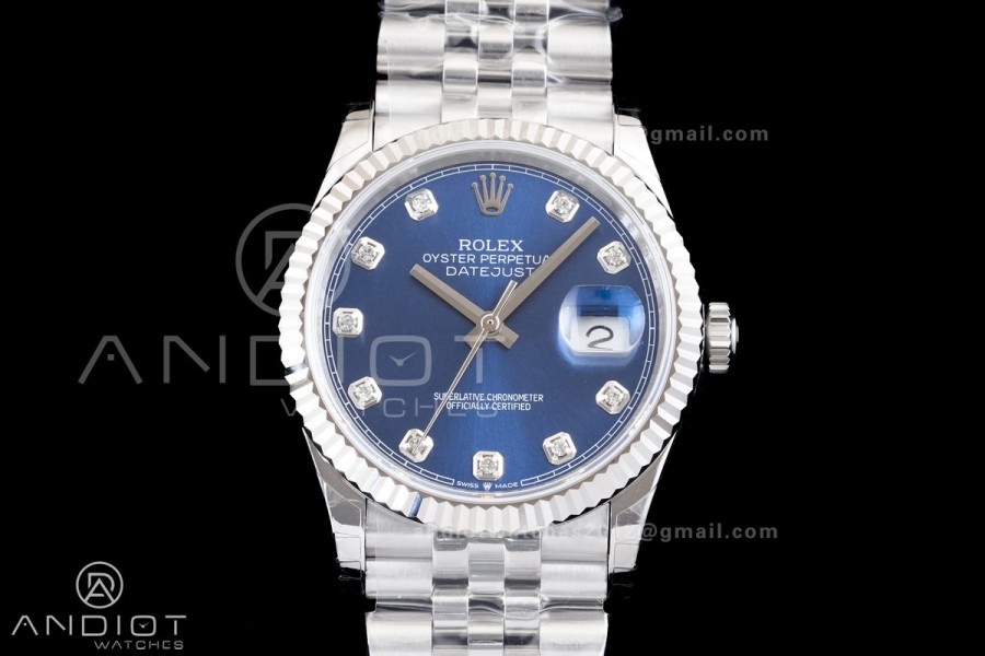 DateJust 36 126234 GSF 1:1 Best Edition Blue Diamonds Dial on SS Jubilee Bracelet A3235
